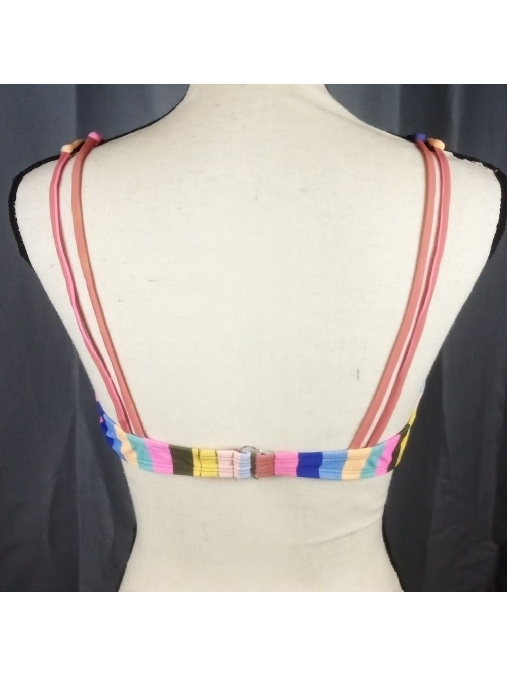 Colorful Striped Bikini Top, Size M - Picture 3 of 4